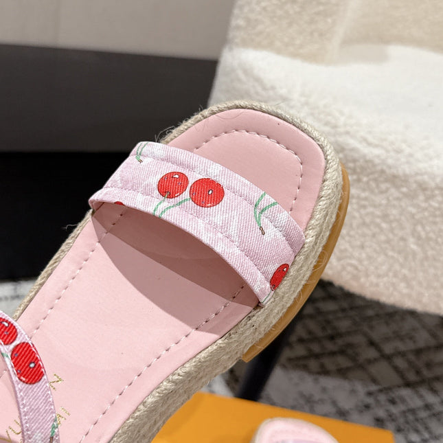 LV PLATFORM ESPADRILLE SANDALS 25S IN LIGHT PINK DENIM