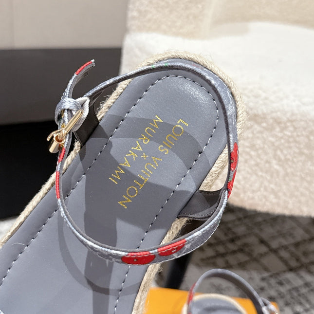 LV PLATFORM ESPADRILLE SANDALS 25S IN GREY DENIM