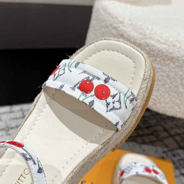 LV PLATFORM ESPADRILLE SANDALS 25S IN WHITE DENIM