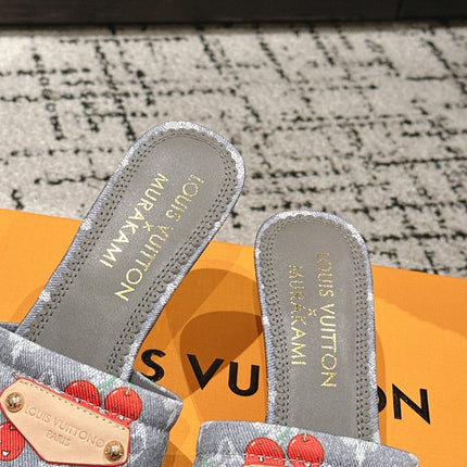 LV CHERRY HIGH HEELS 25S 55 MM IN GREY DENIM STYLE 7