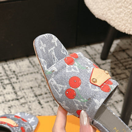 LV CHERRY HIGH HEELS 25S 55 MM IN GREY DENIM STYLE 7