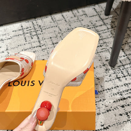 LV CHERRY HIGH HEELS 25S 55 MM IN NUDE DENIM STYLE 9