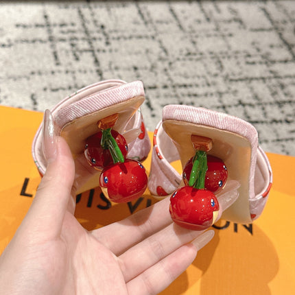 LV CHERRY HIGH HEELS 25S 55 MM IN LIGHT PINK DENIM STYLE 8