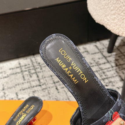 LV CHERRY HIGH HEELS 25S 55 MM IN CHARCOAL BLACK DENIM STYLE 10