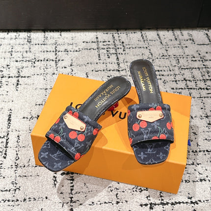 LV CHERRY HIGH HEELS 25S 55 MM IN CHARCOAL BLACK DENIM STYLE 10