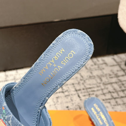 LV CHERRY HIGH HEELS 25S 55 MM IN BLUE DENIM STYLE 6
