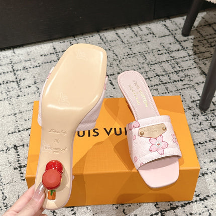 LV CHERRY HIGH HEELS 25S 55 MM IN LIGHT PINK CALFSKIN STYLE 1