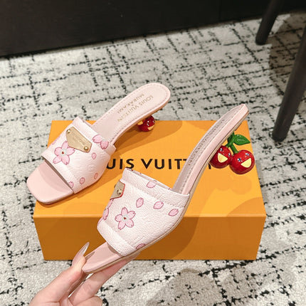 LV CHERRY HIGH HEELS 25S 55 MM IN LIGHT PINK CALFSKIN STYLE 1