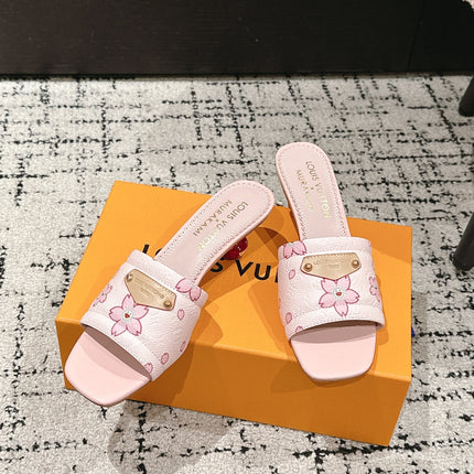LV CHERRY HIGH HEELS 25S 55 MM IN LIGHT PINK CALFSKIN STYLE 1