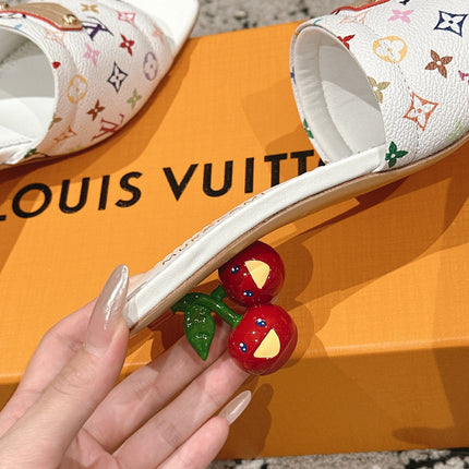 LV CHERRY HIGH HEELS 25S 55 MM IN WHITE CALFSKIN STYLE 13