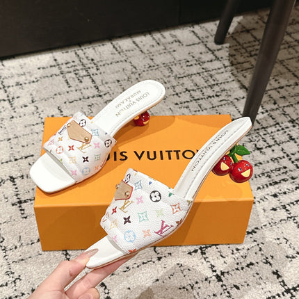 LV CHERRY HIGH HEELS 25S 55 MM IN WHITE CALFSKIN STYLE 13