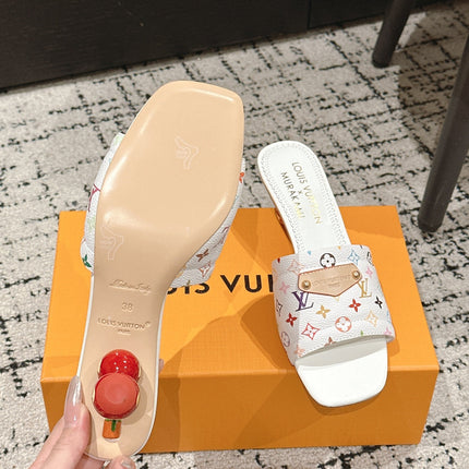 LV CHERRY HIGH HEELS 25S 55 MM IN WHITE CALFSKIN STYLE 13