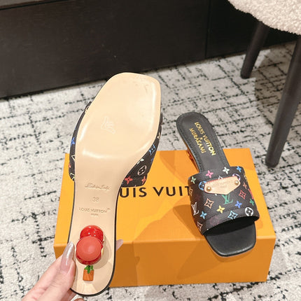 LV CHERRY HIGH HEELS 25S 55 MM IN BLACK CALFSKIN STYLE 14