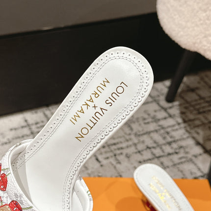 LV CHERRY HIGH HEELS 25S 55 MM IN WHITE CALFSKIN STYLE 11