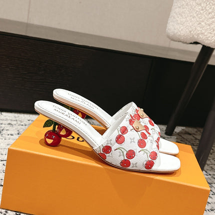 LV CHERRY HIGH HEELS 25S 55 MM IN WHITE CALFSKIN STYLE 11