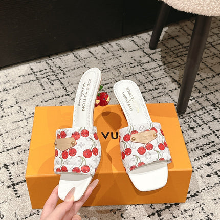 LV CHERRY HIGH HEELS 25S 55 MM IN WHITE CALFSKIN STYLE 11