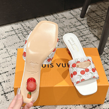 LV CHERRY HIGH HEELS 25S 55 MM IN WHITE CALFSKIN STYLE 11