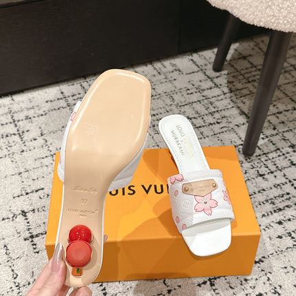 LV CHERRY HIGH HEELS 25S 55 MM IN WHITE CALFSKIN STYLE 3