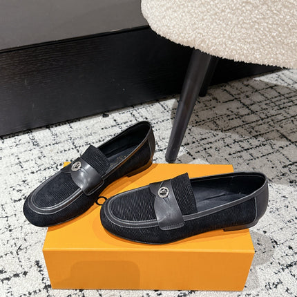 LV LOAFER 25S IN BLACK SUEDE AND CALFSKIN