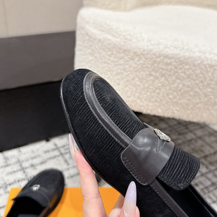 LV LOAFER 25S IN BLACK SUEDE AND CALFSKIN