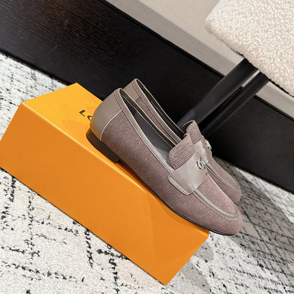 LV LOAFER 25S IN DUSTY ROSE BROWN SUEDE AND CALFSKIN