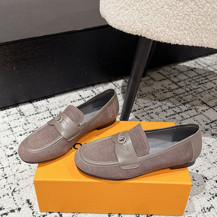 LV LOAFER 25S IN DUSTY ROSE BROWN SUEDE AND CALFSKIN