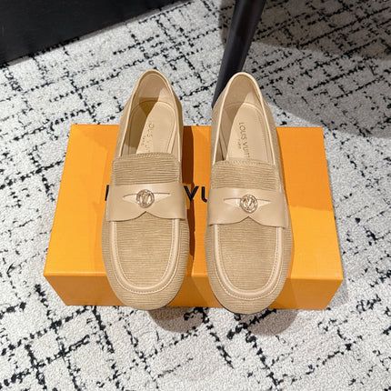 LV LOAFER 25S IN BEIGE SUEDE AND CALFSKIN