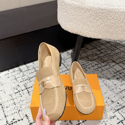 LV LOAFER 25S IN BEIGE SUEDE AND CALFSKIN