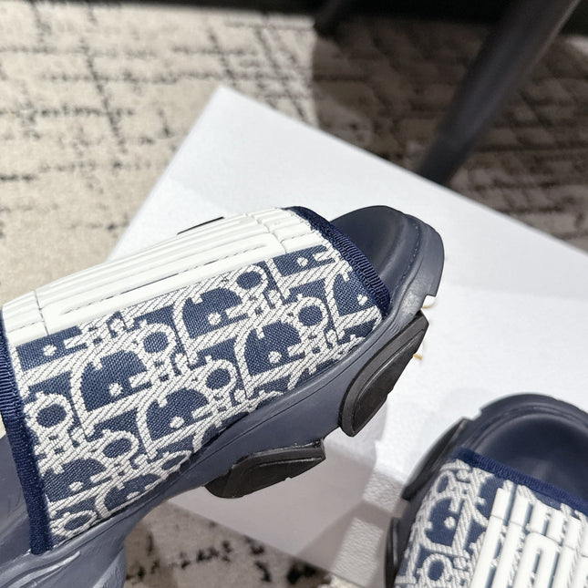 DIOR ADJUSTABLE STRAP SANDALS 25S 50 MM IN NAVY BLUE FABRIC MIX CALFSKIN STYLE 2
