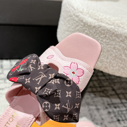 LV CHERRY HIGH HEELS 25S IN PINK CALFSKIN WITH BOW STYLE 17