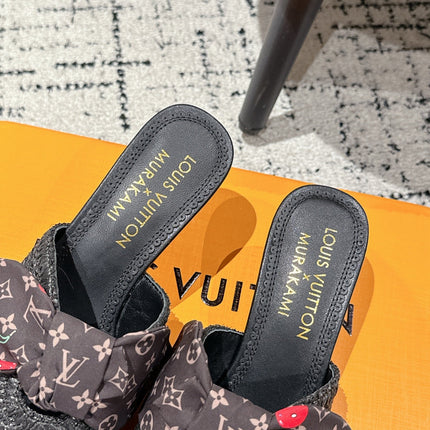 LV CHERRY HIGH HEELS 25S IN BLACK RAFFIA WITH BOW STYLE 14