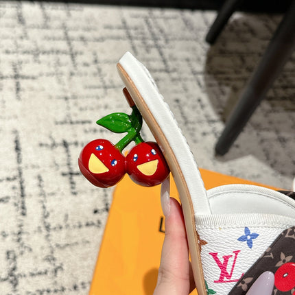 LV CHERRY HIGH HEELS 25S IN WHITE CALFSKIN WITH BOW STYLE 11