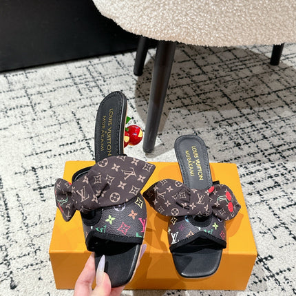 LV CHERRY HIGH HEELS 25S IN BLACK CALFSKIN WITH BOW STYLE 12