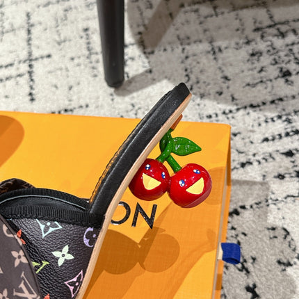 LV CHERRY HIGH HEELS 25S IN BLACK CALFSKIN WITH BOW STYLE 12