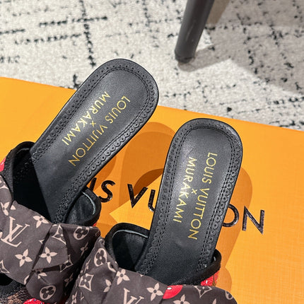 LV CHERRY HIGH HEELS 25S IN DARK BROWN AND BLACK CALFSKIN WITH BOW STYLE 10