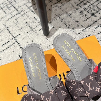 LV CHERRY HIGH HEELS 25S IN DARK GREY DENIM WITH BOW STYLE 7