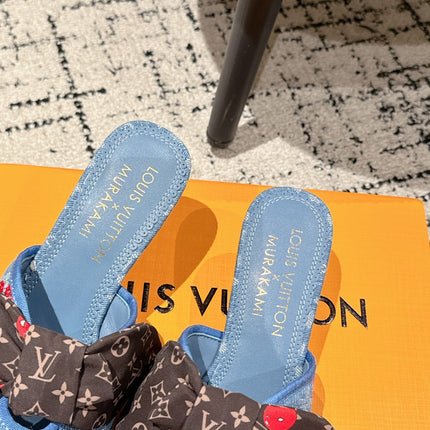LV CHERRY HIGH HEELS 25S IN BLUE DENIM WITH BOW STYLE 3