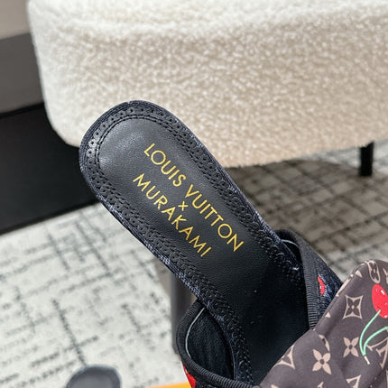 LV CHERRY HIGH HEELS 25S IN NAVY BLUE DENIM WITH BOW STYLE 2