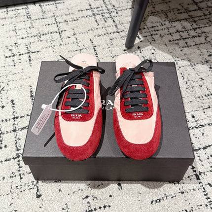 PRADA 25S DEXUN MULE IN RED SUEDE LEATHER