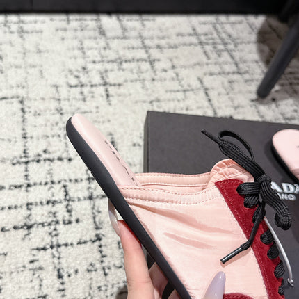 PRADA 25S DEXUN MULE IN RED SUEDE LEATHER