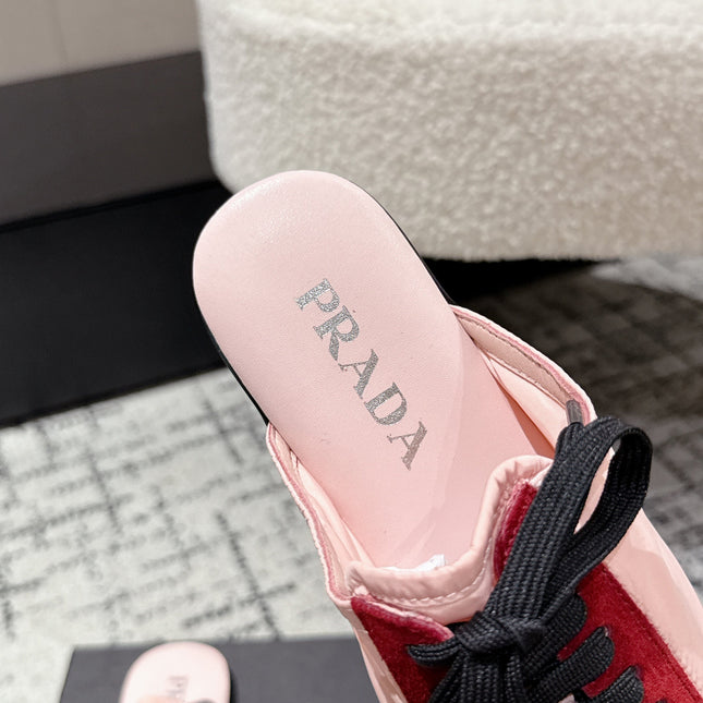 PRADA 25S DEXUN MULE IN RED SUEDE LEATHER