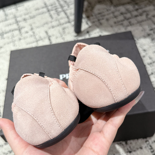 PRADA 25S COLLAPSE SNEAKERS IN LIGHT PINK RE NYLON AND SUEDE