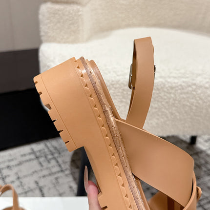 PRADA 25S CRISSCROSS SANDALS IN BURNT ORANGE CALFSKIN LOGO