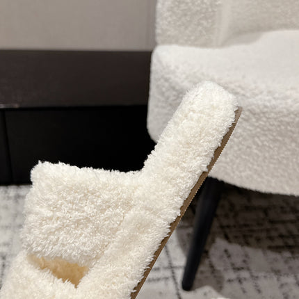 CELINE 25S SLIDES TRIOMPHE IN IVORY SPONGE FABRIC