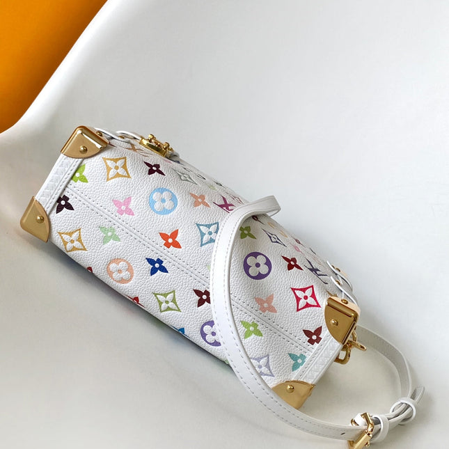 LV 25S SIDE TRUNK MM BAG 23 IN WHITE CALFSKIN GOLD HARDWARE