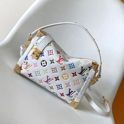 LV 25S SIDE TRUNK MM BAG 23 IN WHITE CALFSKIN GOLD HARDWARE