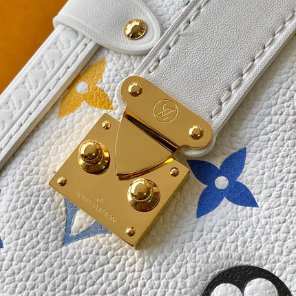 LV 25S SIDE TRUNK MM BAG 23 IN WHITE CALFSKIN GOLD HARDWARE