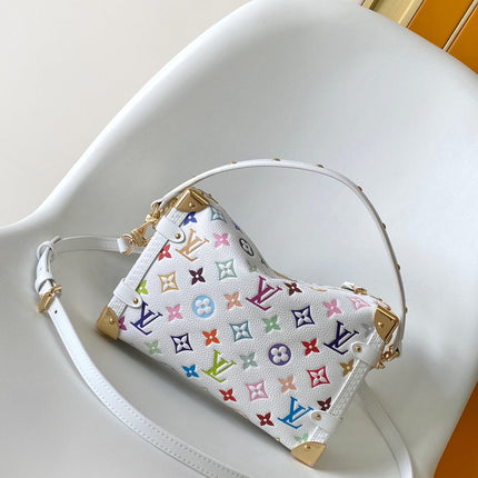 LV 25S SIDE TRUNK MM BAG 23 IN WHITE CALFSKIN GOLD HARDWARE