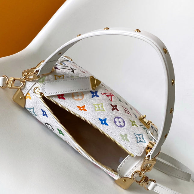 LV 25S SIDE TRUNK MM BAG 23 IN WHITE CALFSKIN GOLD HARDWARE