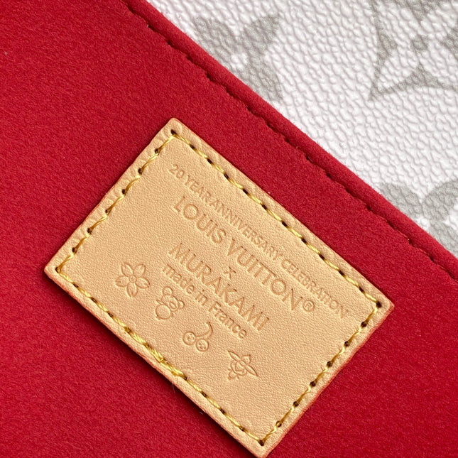 POCHETTE MÉTIS EAST WEST 21.5 IN WHITE WITH CHERRY PRINT MONOGRAM